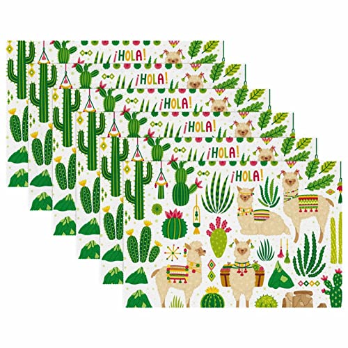 Set de table alpaga cactus pour une décoration de table de cuisine - 6