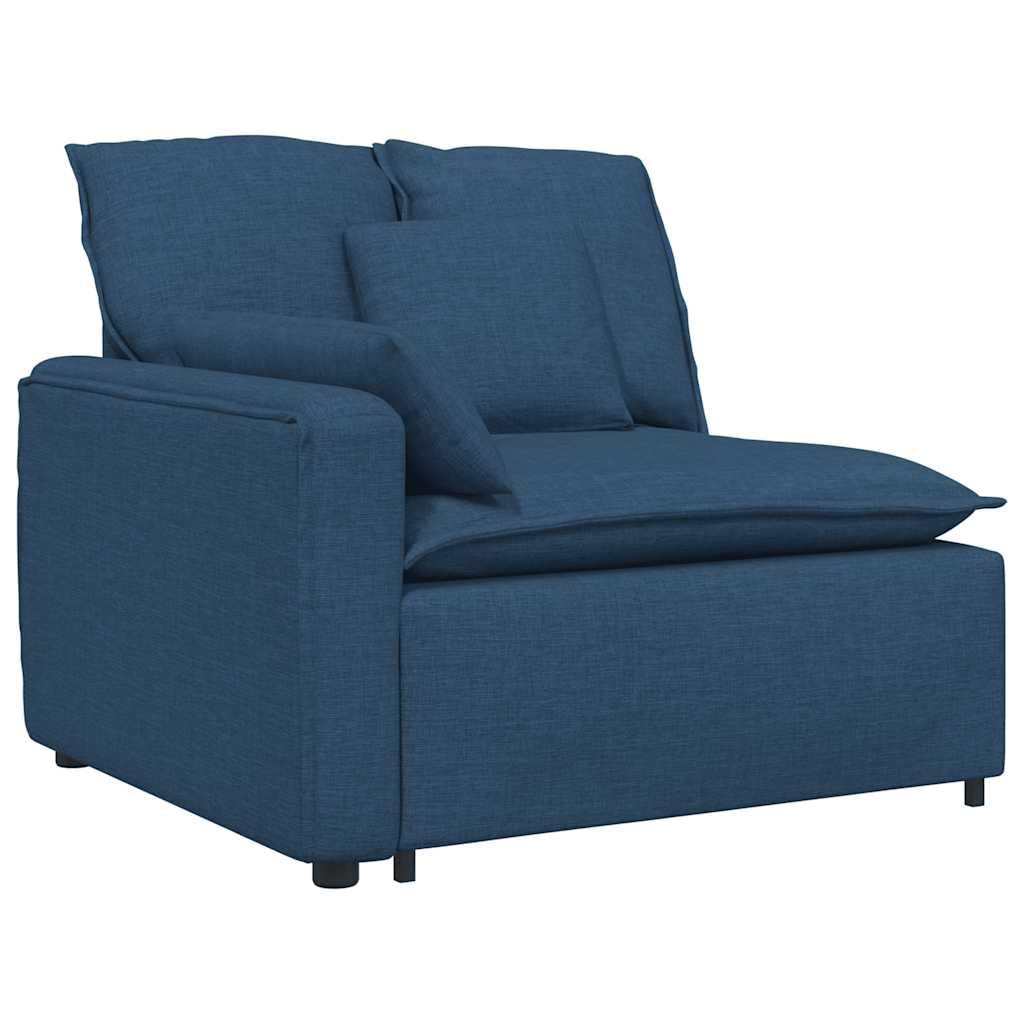 Sofá modular azul con cojín, tapizado de tela y marco de metal, 324 x 105 x 64 cm, sofá de 3 piezas con reposabrazos, versátil para salón y zona de invitados