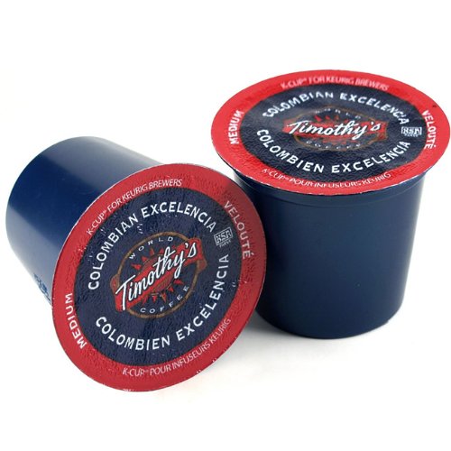 Timothy's World Top-Quality Colombian Coffee Colombian Excelencia K-Cups for Keurig Brewers (Case of 96)
