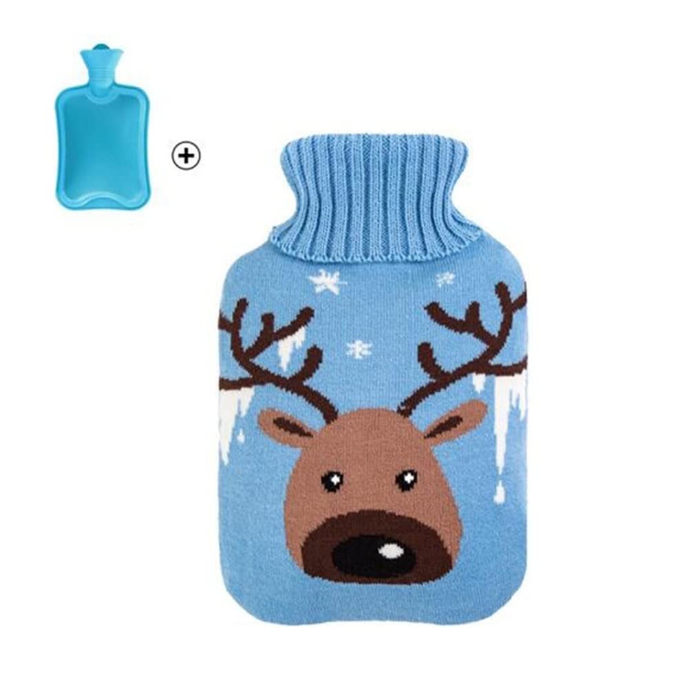 Wärmflasche Warmwasserflasche Hochwertiger Gummi-Gürtel-Plüschhülse 2L großer Warmwassersack mit Kalt- und Wärmeherapie mit Deckel wiederverwendbar