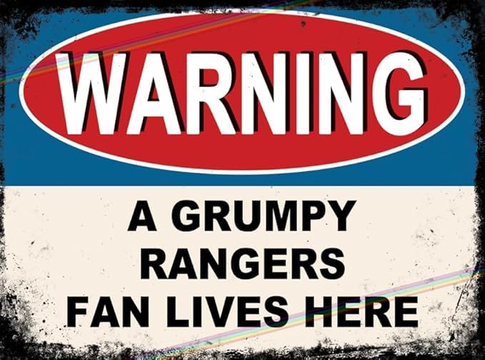 Grumpy Rangers Fan Lives Here Metal Sign | 15cm x 10cm | Man Cave, Kitchen, Shed, Garage Wall Plaque Gift โ image 1