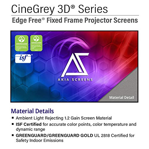 Image of Akia Screens 123 inch ALR Fixed Frame Projector Screen 16:9 CineGrey 3D Ambient Light Rejecting 4K /8K Indoor Home Theater Screen for Standard Throw Projectors - AK-NB123DH3