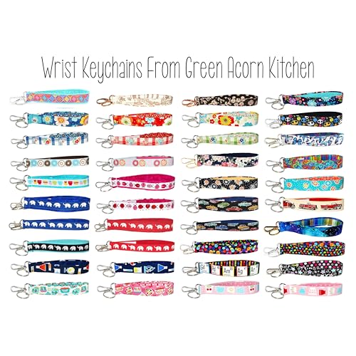 Green Acorn Kitchen Cute Floral Key Fob - Flower Power Key Chain - 1X6 Inch Loop - Purse or Wallet Strap - Handmade (Cream)