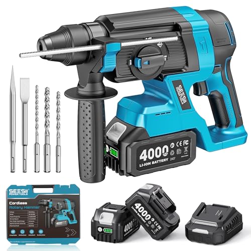 Seesii 1-Inch Cordless SDS-Plus Rotary Hammer Drill, 2.8J Impact Energy