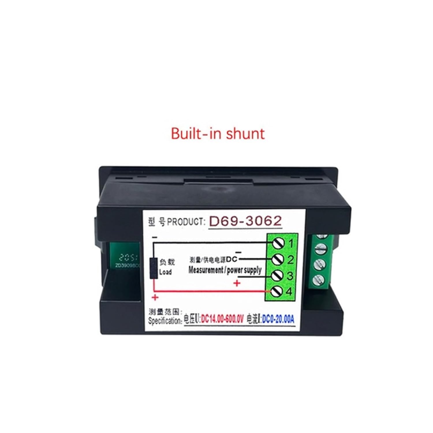 LCD 4 in 1 DC Power Energy Meter Monitor Voltmeter Ammeter DC14.00-600.0V 20A/50A/100A Volt Amp Watt KWH Monitor