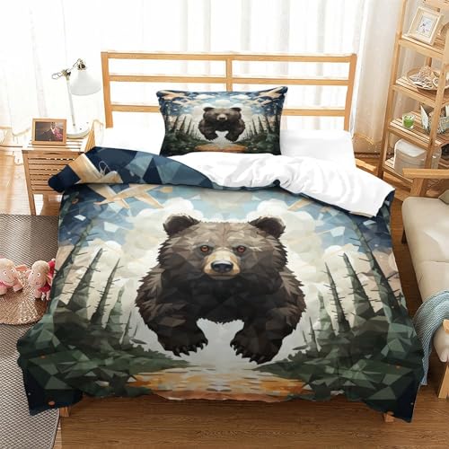 Housse de couette ours géométrique 135x200 cm avec 2 taies de lit - 3