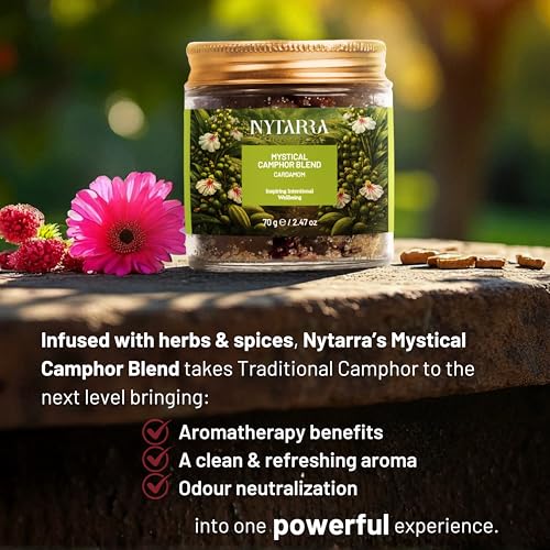Image of Nytarra Mystical Camphor Blend Cardamom 150g | Pure Natural Camphor Made with Herbs & Spices | Kapoor for Pooja, Meditation, Yoga, Diffuser & Home Rituals | Clean & Refreshing Fragrance