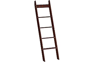 HOOBRO Blanket Ladder Holder for Living Room: 5-Tier Farmhouse Wall Shelf