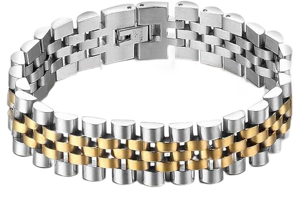 Presidential Jubilee Style Link Bracelet Stainless Steel For Men 8 Inch 15MM