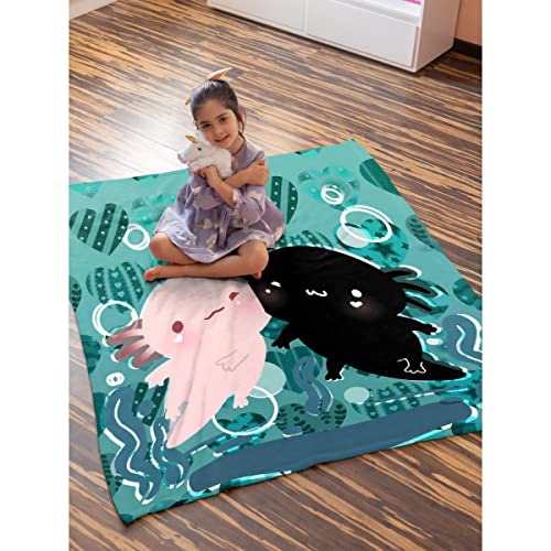 Avalokitesvara Cute Axolotl Flannel Blanket,Throw Soft Warm Fluffy Plush,Lightweight Microfiber For Bed Couch Chair Living Room 50X40 Inch For Kid #TOP4