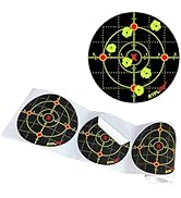 Atflbox 6 inch Splatter Adhesive Bullseye Fluorescent Yellow Shooting Target Stickers, 100 Self A...