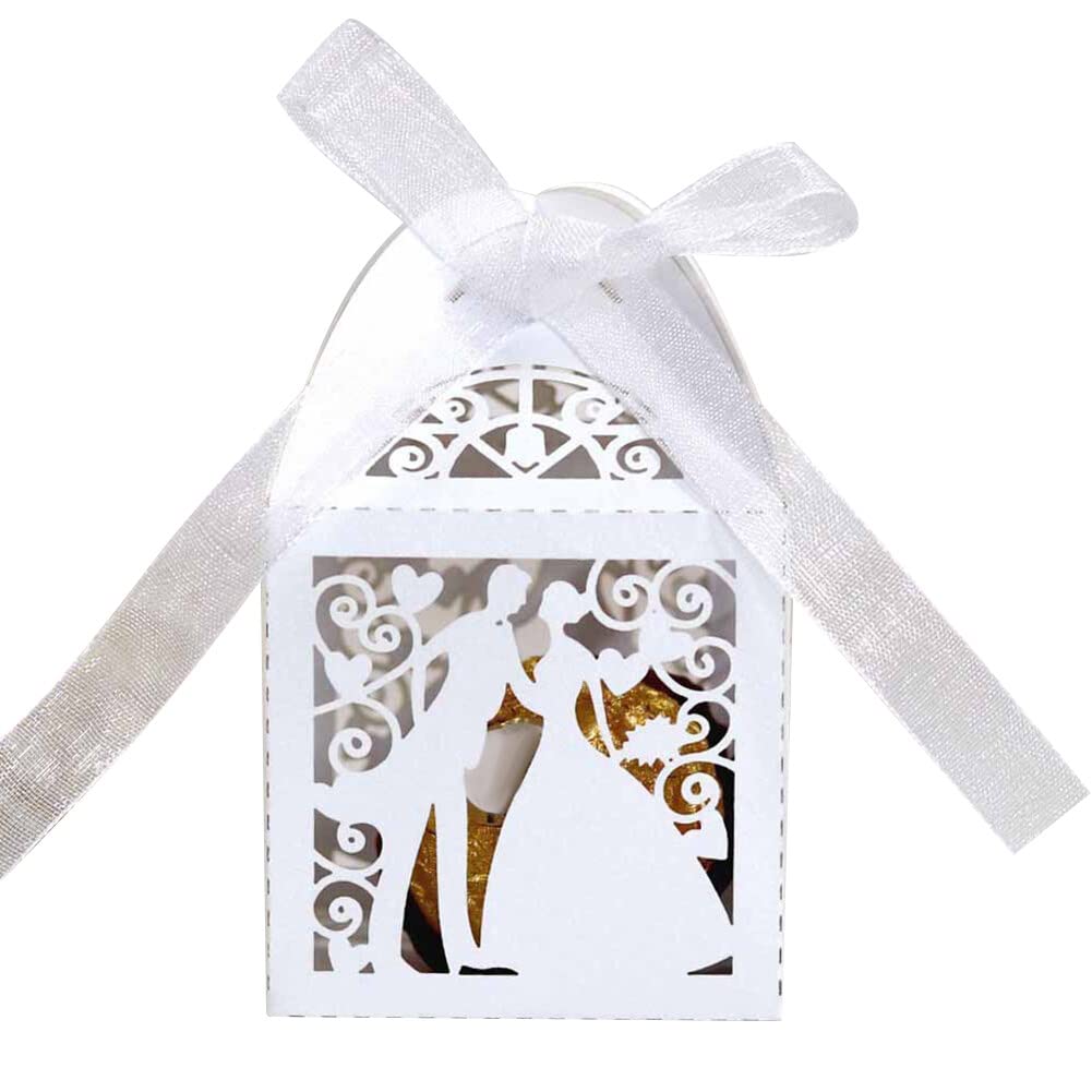 iSpchen Party Favours Wedding Candy Box 50 Pieces Small Candy Box Christening Party Favours Box Wedding Decoration for Wedding Party White