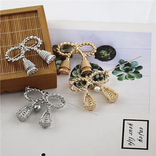 Image of Vintage Ribbon Bow Brooch Pin Exaggerated Bow Knot Lapel Pins Clip Shawl Hat Suit Dress Accessories Brooches Pins Unique Birthday Christmas Jewelry Gifts for Women Girls Mother