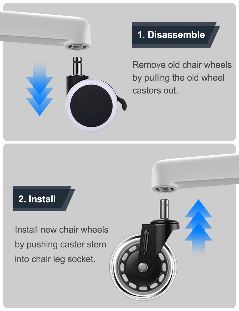 Buy EMNT Office Chair Wheels Replacement, 3 Rubber Chair Casters for