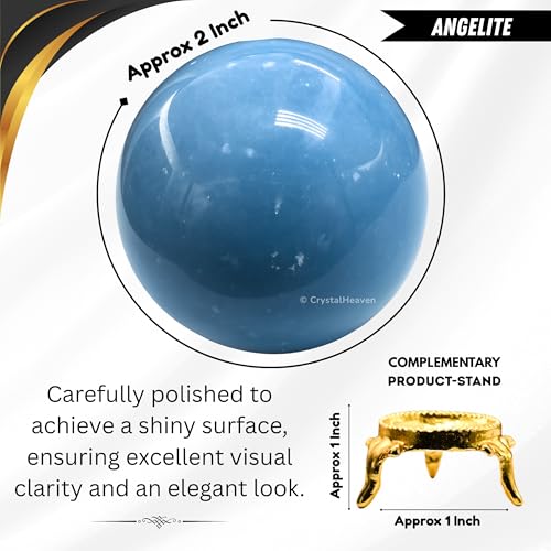 Image of Certified Angelite Crystal Ball for Meditation - Premium Crystal Vastu Items for Home and Feng Shui Items for Good Luck - Ideal for Pooja Supplies and Spiritual Practices (2 inch Inch)