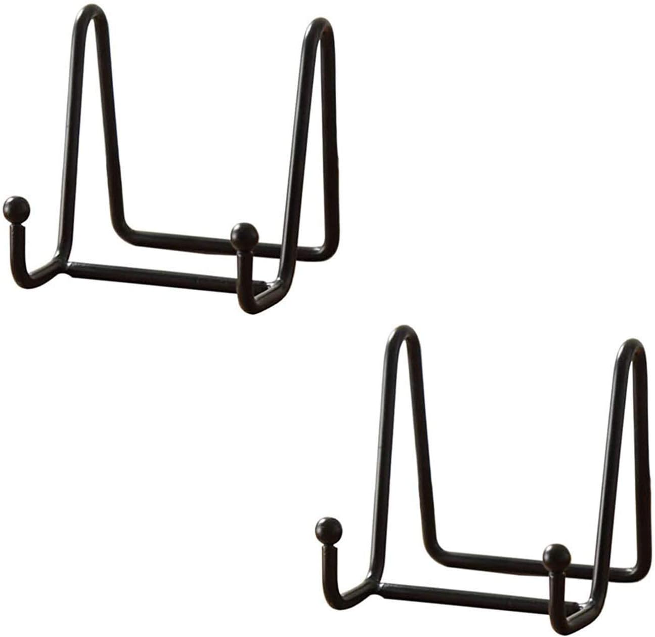NC 3 Inch Plate Holder Display Stand Black Iron Easel Picture Frame Stands Metal Frame Holder Stands for Picture, Decorative Plate, Book, Photo Easel, Artistic Work (2 Pack)