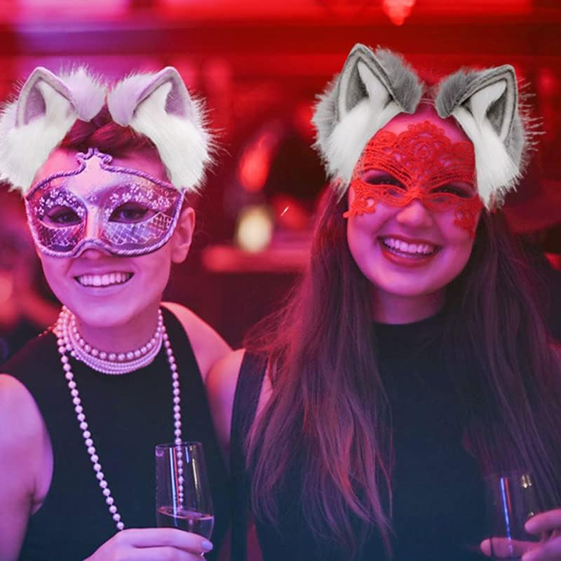 Miniatura 2 de Disfraz de zorro para niñas, orejas de zorro, cola de gato, orejas de lobo, cola peluda y esponjosa