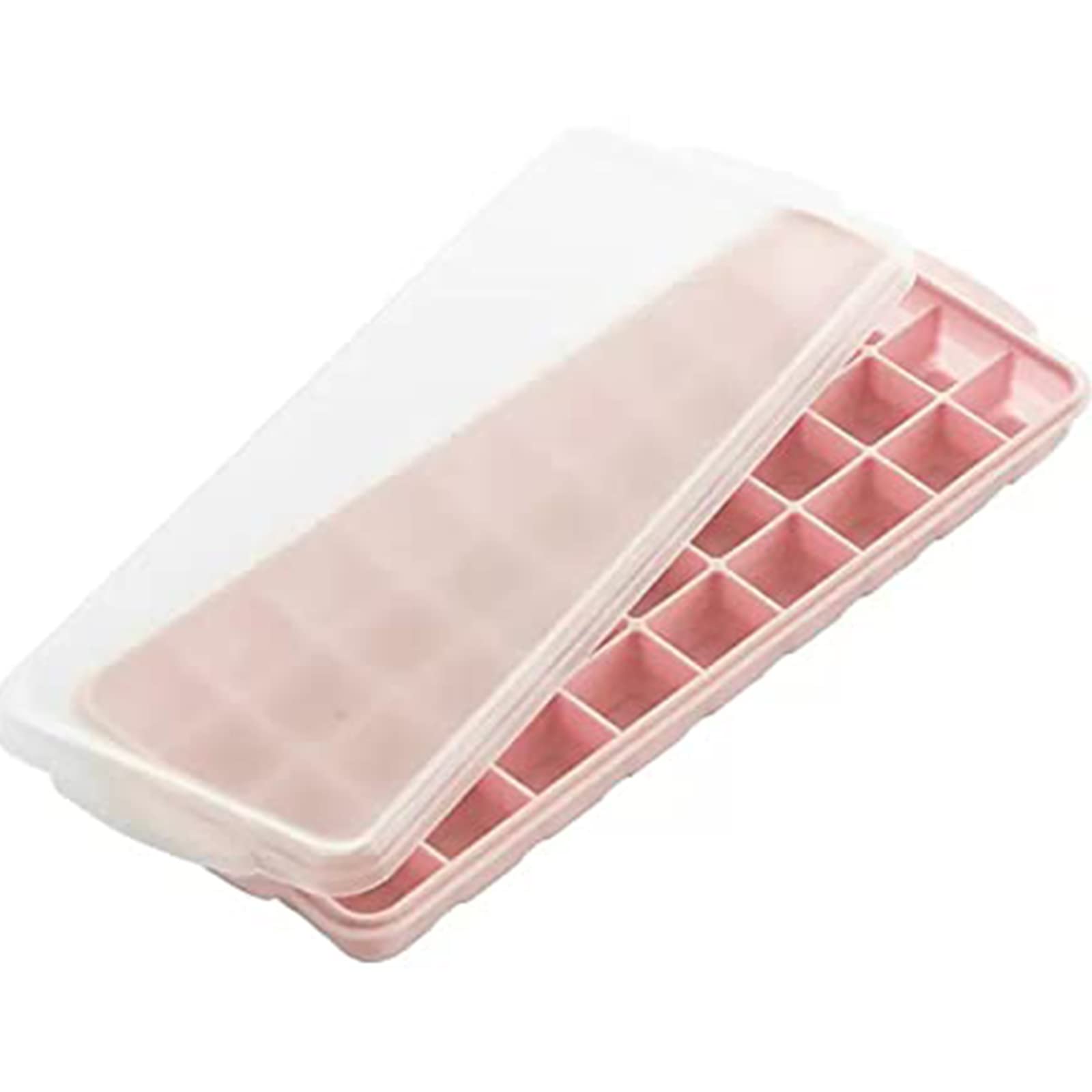 Molde Hielo Reutilizable, Molde De Cubitos De Hielo Cuadrado De Fácil Liberación Moldes De Cubitos De Hielo De Silicona Reutilizables 36 Con Tapa Extraíble Resistente A Derrames (Color : Pink)