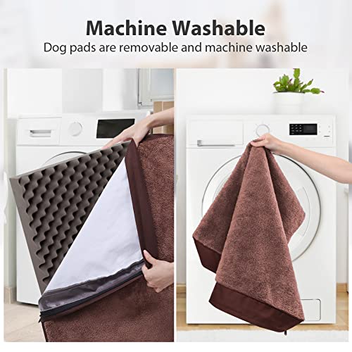 Mihikk Orthopedic Dog Bed For Crate Waterproof Dog Beds With Removable Washable Cover Anti-Slip Egg Foam Pet Sleeping Mattress For Large, Jumbo, Medium Dogs, Brown, 35 X 23 Inch #TOP5