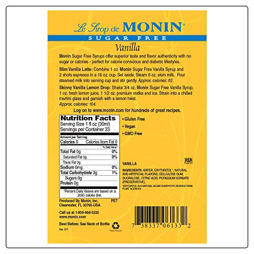 Monin Sugar Free Vanilla Syrup 1 Single Buy Online In Bahrain At Desertcart