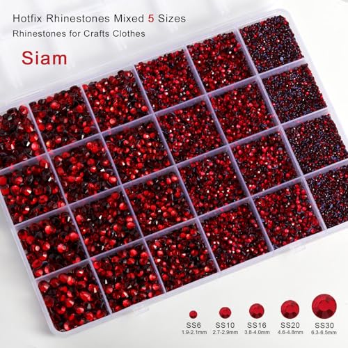 Image of Hotfix Rhinestones Kit,Siam, Mixed 5 Sizes 14400pcs