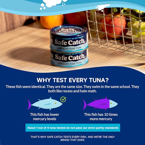 Safe Catch Canned Wild Tuna Fish, Wild Caught, Lowest Mercury, Gluten-Free, Kosher, Non-GMO, Whole30 Approved, Paleo, Keto Food, 5oz Can, 12-Pack
