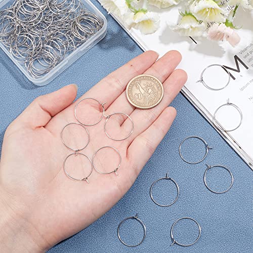 Unicraftale 100Pcs 20Mm Ear Wine Glass Hypoallergenic Stainless Steel Hoop Earring 0.7Mm Pin Diy Earring Wires Findings For Women Hoop Earrings Making 24X20X0.7Mm #TOP1