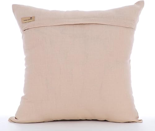 Miniatura 8 de HomeCentric Fundas de cojín para sofá, fundas de almohada decorativas beige de 16 x 16 pulgadas (15.7 x 15.7 in) de lino de algodón con cremallera,