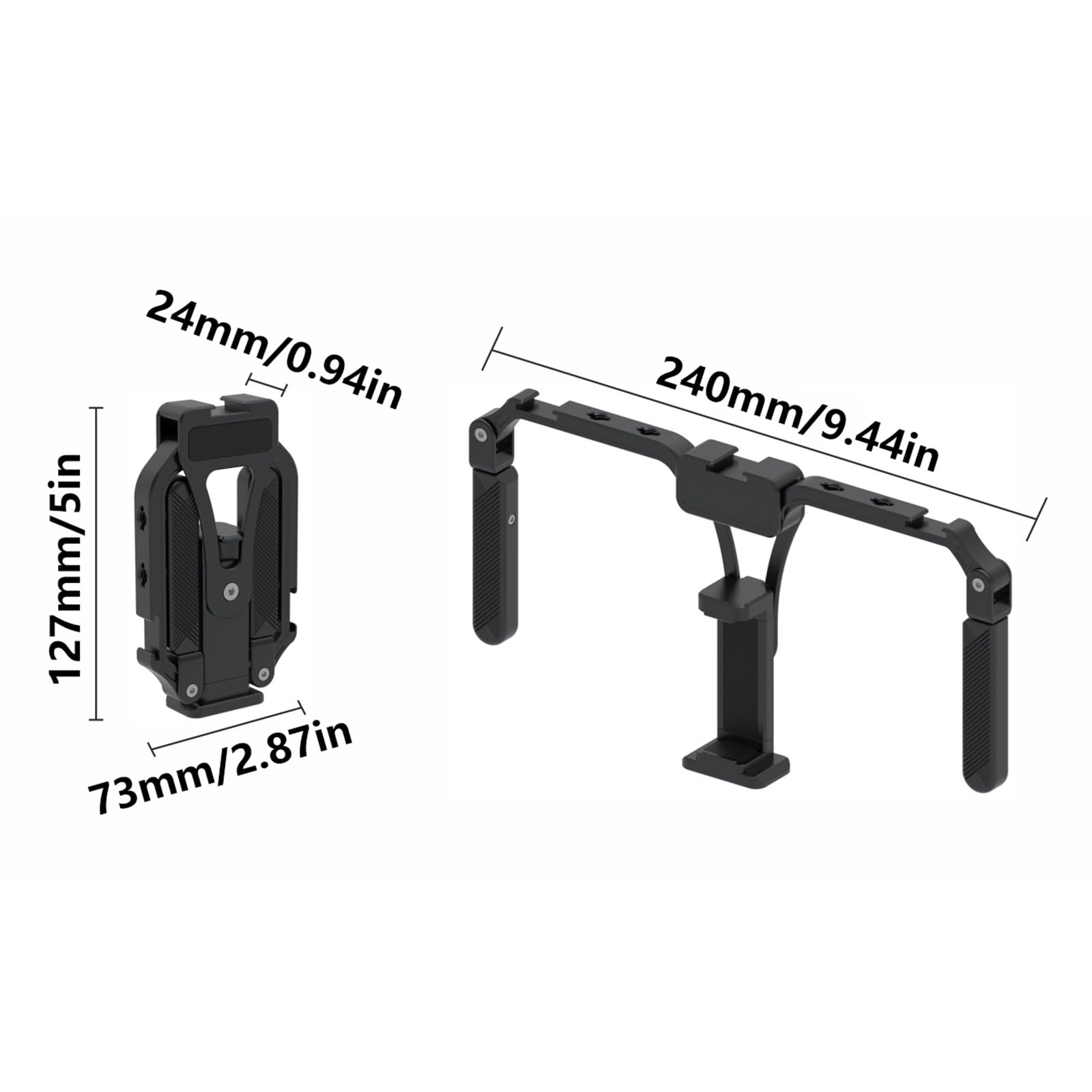 Adaptador de montaje para smartphone con rotación de 360 grados con dos soportes de zapata fría para micrófonos y luces para la mayoría de trípodes de teléfono