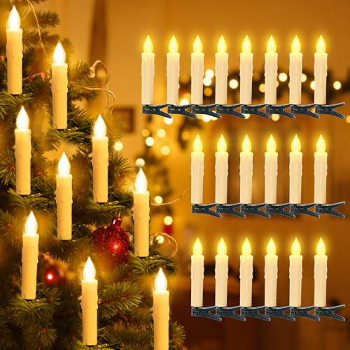 Kerzen für Weihnachtsbaum 28 LuJasi Christbaumkerzen Led Kabellos mit Fernbedienung,4 Modi 20er Led...