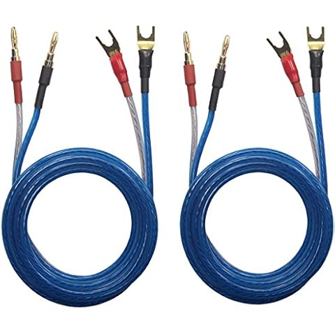 KK YB-ZB 1pair Set(4 Spade Plug & 4 Banana Plug) HiFi OFC Speaker Wire, Spade Plug to Pin Type Plug 1.5M(4.92ft)/3M(9.84ft)/5M(16ft), KK YB-ZB (3M(9.84ft)) Cover