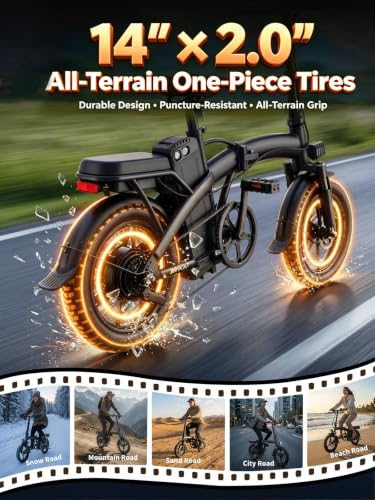 HiyViy Foldable Electric Bike, 1200W Peak Folding Ebike for Adults — view 6