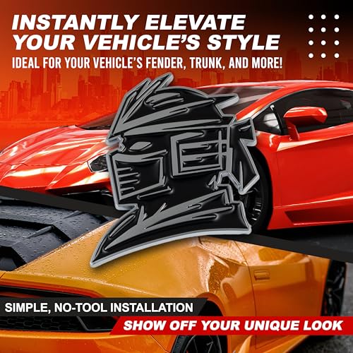 Image of Samurai Emblem, Custom 3D Car Badge - Universal Exterior Accessories for Car, Truck, SUV, Motorcycle (Set of 2) (Chrome)