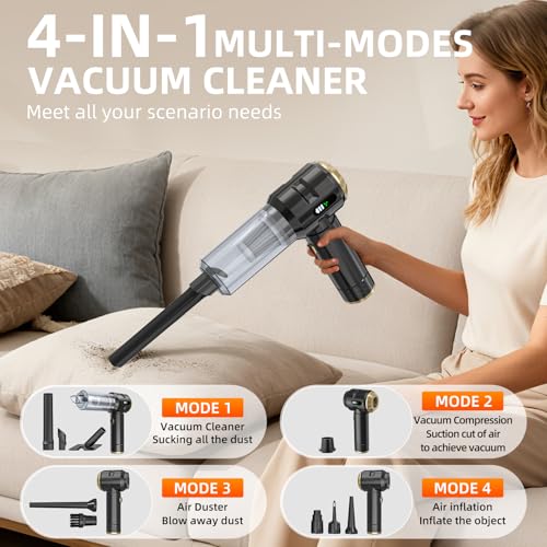 Image of Handheld Vacuum Cleaner Cordless, 23000Pa Powerful Car Mini Vacuum Cleaner, Rechargeable Portable Lightweight dust Catcher for Home Car Carpet Stairs Pet Hair Deep Cleaning(Black-Gold).