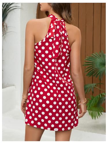 Image of Floerns Women's Sleeveless Floral Print Sundress Halter Neck A Line Short Dress