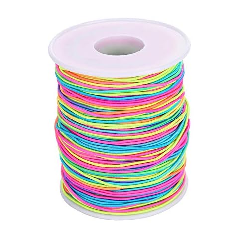 Elastic Cord, VABNEER 1mm x 100m Bracelet String Elastic String Beading Cords Thread Bracelet Elastic String Cord for Jewellery Making, Necklace, Craft, Bracelet, DIY Present (Corloful,1mm x 100m) Cover