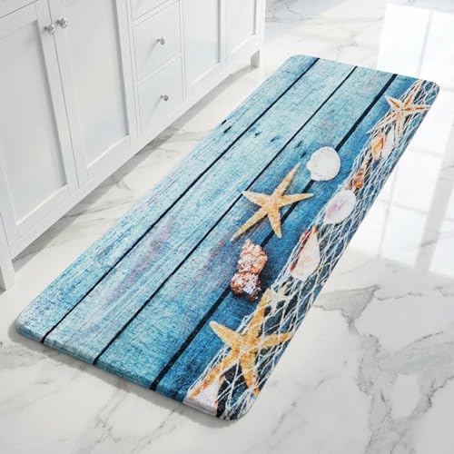 Coastal Seashell Bathroom Runner Rug 24x71 Inch...