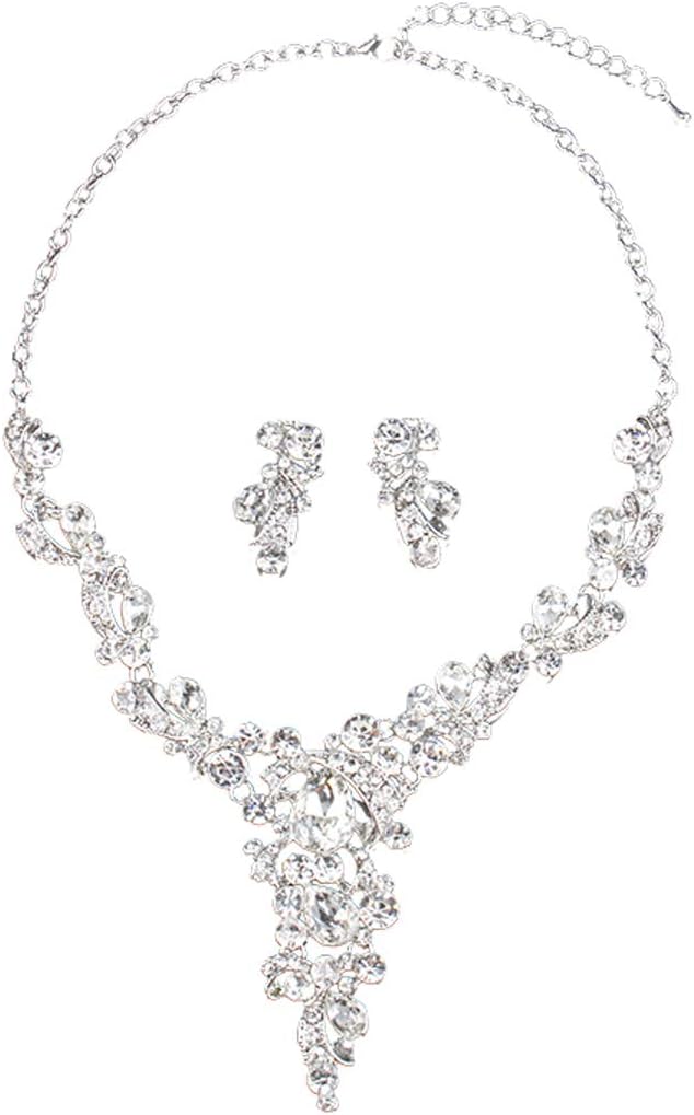 ENUUNOCostume jewelry Hand Painting Crystal Choker Pendant Statement Chain Charm Necklace and Earrings Sets