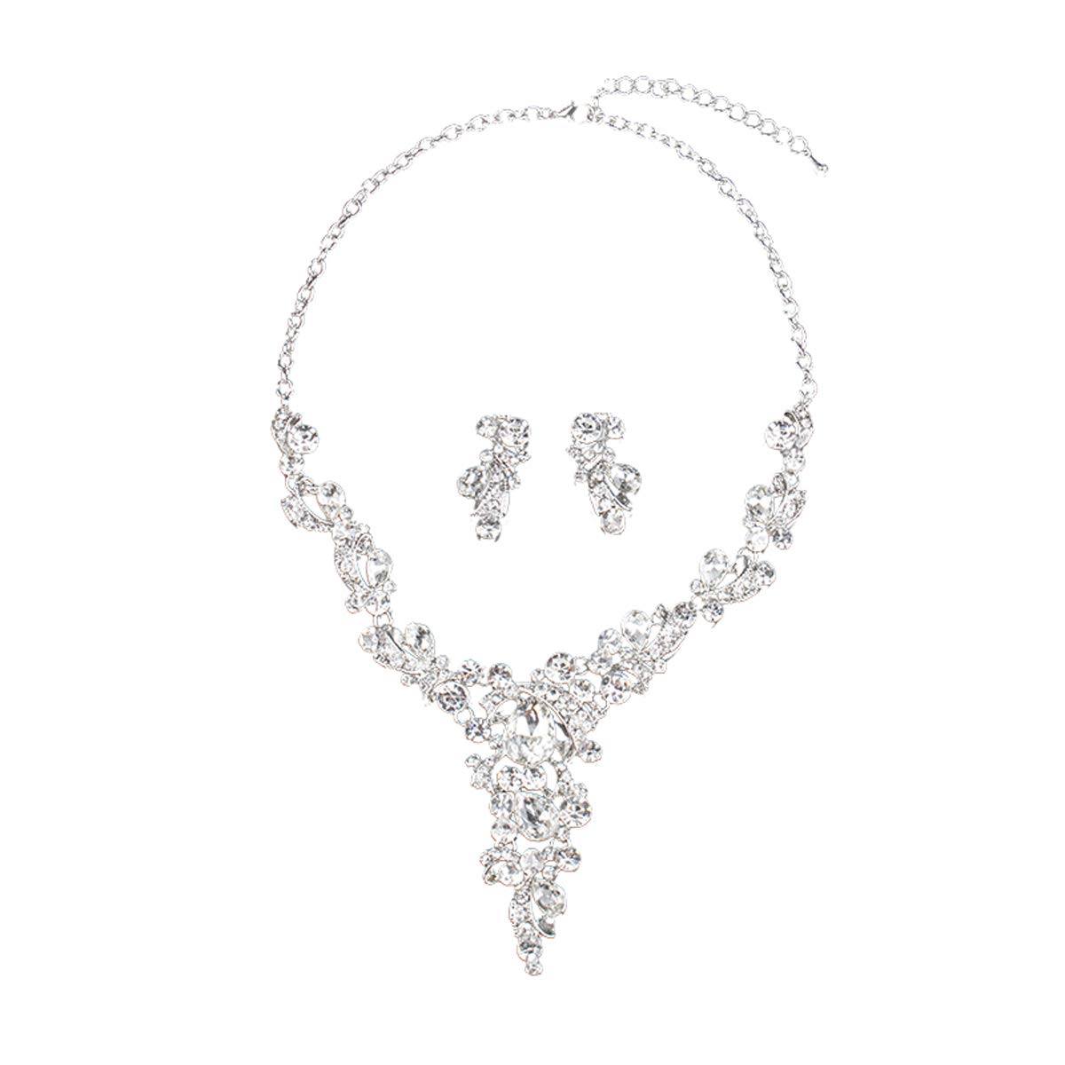 ENUUNOCostume jewelry Hand Painting Crystal Choker Pendant Statement Chain Charm Necklace and Earrings Sets