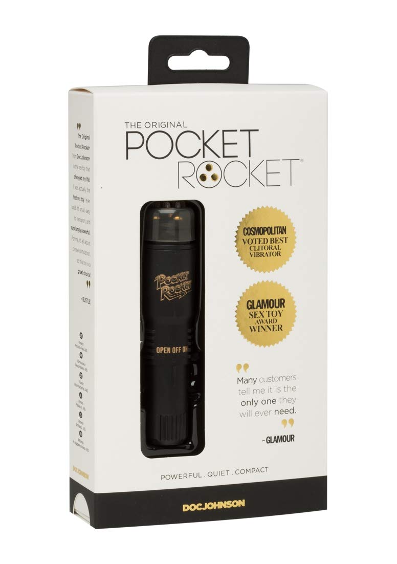Doc Johnson Pocket Rocket Original Masajeador Vibrante Color Negro - 70 gr