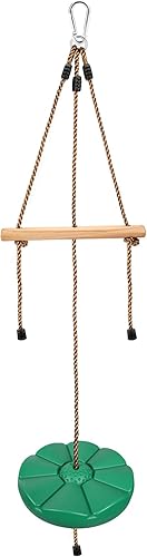 Globalstore Columpio de árbol para niños, cuerda de escalada de disco de 60 pulgadas con plataforma, palo de apoyo y cuerdas ajustables, accesorios