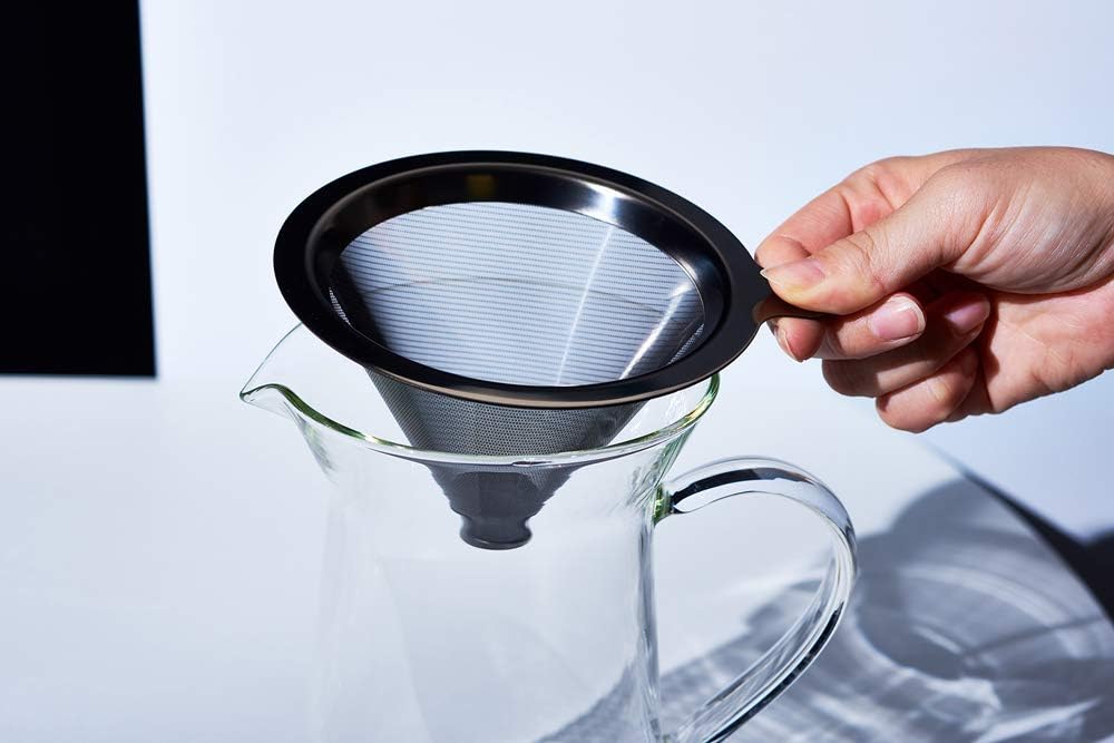 cores C761GY Titanium Cone Filter and Server Coffee Metal Filter