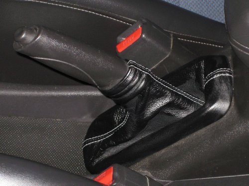 RedlineGoods ebrake Boot Compatible with Saturn ION 2003-07. Tailor Made - not Universal. Genuine top-Grade Italian Black Leather with Black Thread