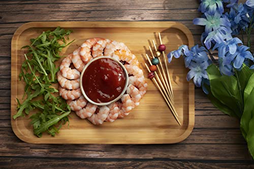 Bamboo Serving Platter Tray Cheese Charcuterie Decorative Bathroom Kitchen Dish Eco-Friendly Wood (3 Smalls 11.75 X 8, Natural Bamboo) #TOP1