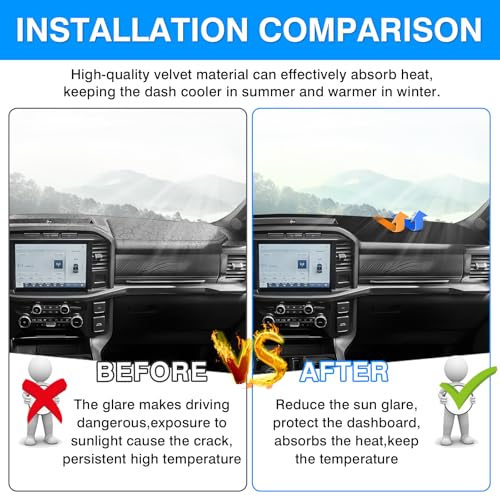 Image of Autorder Dashboard Cover Mat for 2021-2025 2026 Ford F150 F-150 Hybrid Accessories Dash Cover Upgrade Velvet Dash Mat Sunshade Glare UV Rays Protector (Only fit for 12-inch Touchscreen)
