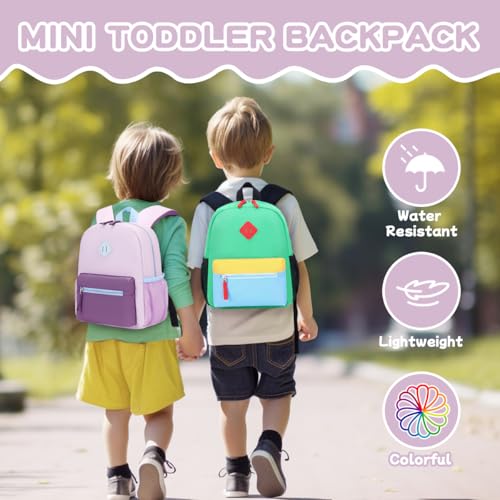 Toddler Backpack for Girls, 12'' Mini Preschool Backpack for Kids Age 2-4 Years Old Small Toddler Bookbag for Kindergarten with Chest Buckle and Reflective Strip, Purple2