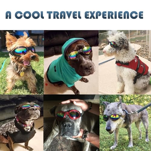 TYXHXTF 2 Pcs Sonnenbrille für Hunde, Hundebrille für Kleine Hunde UV Schutz Winddichte Wasserdichter, Haustier Sonnenbrillen mit Einstellbar Gummiband, Schwarz, Rot