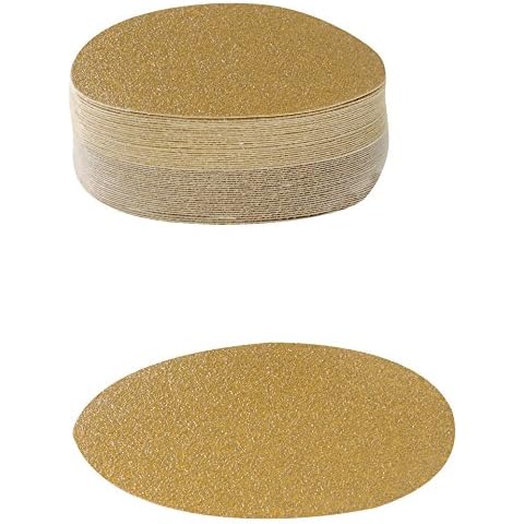 Karebac VDNH36 Hook and Loop Sanding Discs in Heavyweight Paper with 36 Grit Gold Aluminum Oxide (Pack of 50), 6" Cover