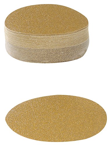 Karebac VDNH36 Hook and Loop Sanding Discs in Heavyweight Paper with 36 Grit Gold Aluminum Oxide (Pack of 50), 6 