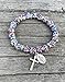 Nazareth Store Crystallized 8mm Beaded Bracelet Silver Cross Stretch Prayer Colorful Glass Beads and Miraculous Medal
